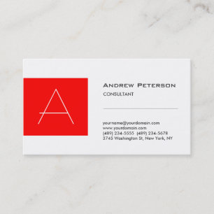 Trendy White Strip Monogram Business Card Visitenkarte