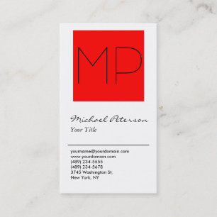 Trendy White Strip Monogram Business Card Visitenkarte