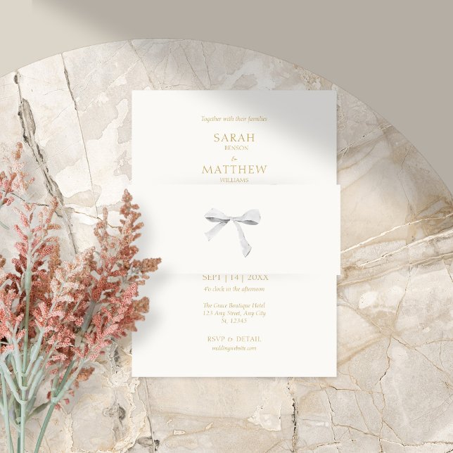Trendy White Watercolor Ribbon Wedding Einladungsbanderole (Von Creator hochgeladen)