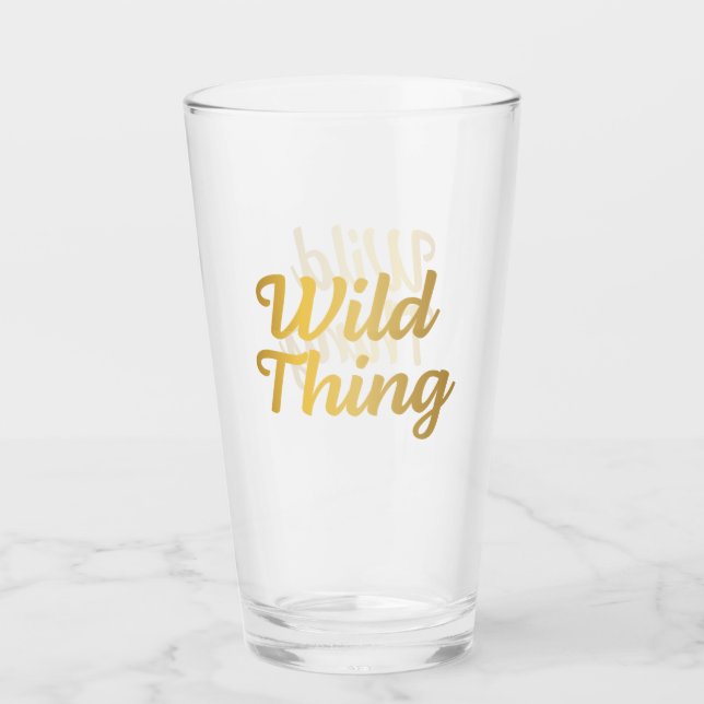 Trendy Wild Ding Gold Typografie Glass Cup Glas (Vorderseite)