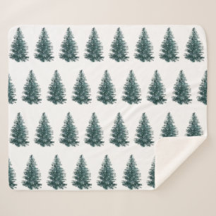 Trendy Winter Christmas Tree Pattern Sherpadecke