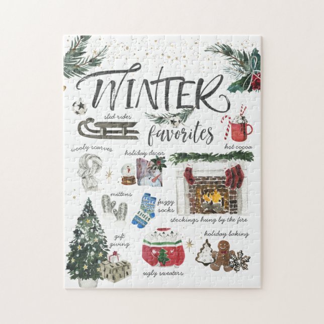 Trendy Winter Favorites | Aquarellbilder Puzzle (Vertikal)