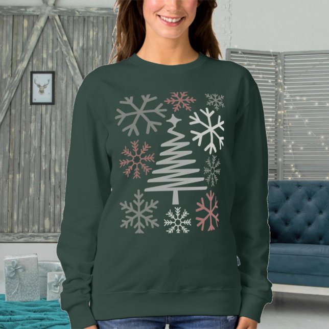 Trendy Winter Snowflake Weihnachtsbaum Sweatshirt (Von Creator hochgeladen)