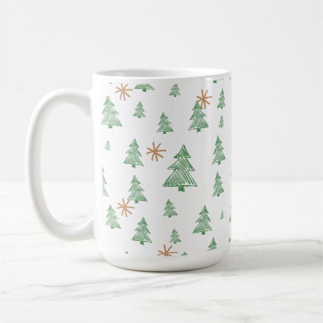 Trendy Winter Unique Christmas Tree Stars Kaffeetasse (Links)