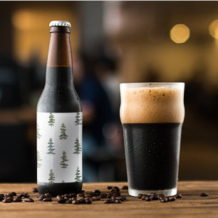Trendy Winter   Weihnachtsbaummuster Bierflaschenetikett