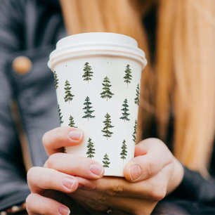 Trendy Winter Weihnachtsbaummuster Pappbecher