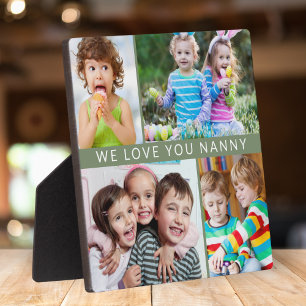 Trendy Wir Liebe Sie Nanny 4 Foto Collage Green Fotoplatte