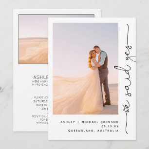 Trendy Wir sagten ja Empfang nur 2 Foto Einladung