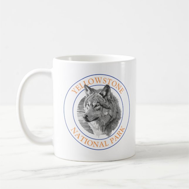 Trendy Wolf Art 4 Yellowstone Nationalparkzirkel Kaffeetasse (Links)