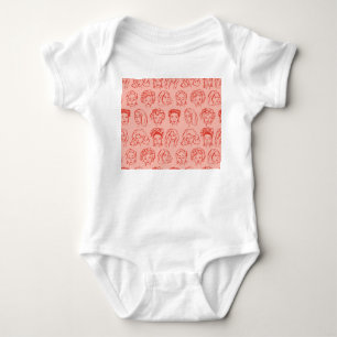 Trendy Woman Face Hand Drawn Baby Strampler