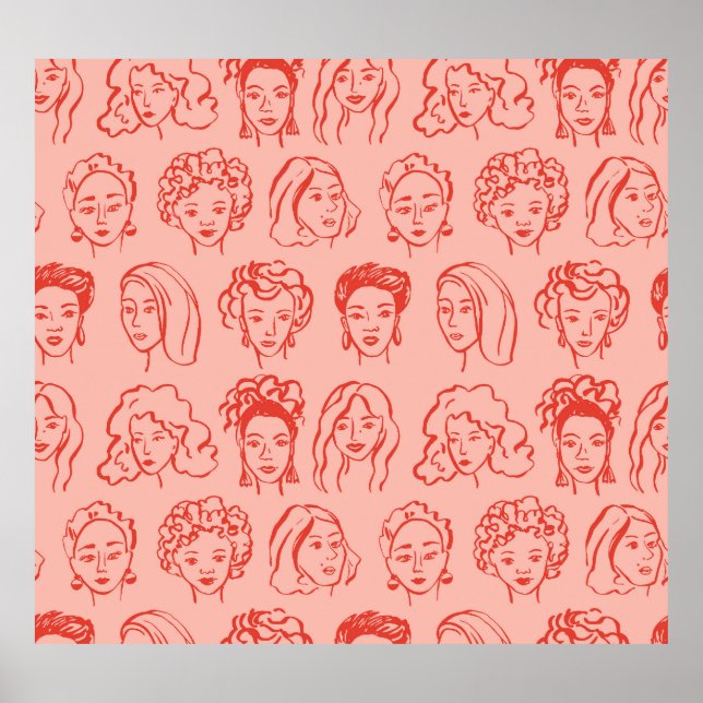 Trendy Woman Face Hand Drawn Poster (Vorne)