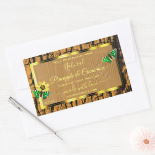 Trendy Wood Grain Rustic Tree Bark Product Labels Rechteckiger Aufkleber
