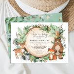 Trendy Woodland Grünpflanzen Tiere Boy Baby Shower Einladung<br><div class="desc">Feiern Sie die bevorstehende Ankunft Ihres kleinen wilden mit dieser whimsical Waldlandtheater Baby Dusche Einladung. Das Design umfasst eine Gruppe von bezaubernden Waldfreunden (Hirsch,  Bär,  Marmelade,  Fuchs,  Eule) und üppig grüne Wasserfarben.</div>