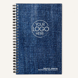 Trendy Worin Blue Denim Modern Logo Notizbuch