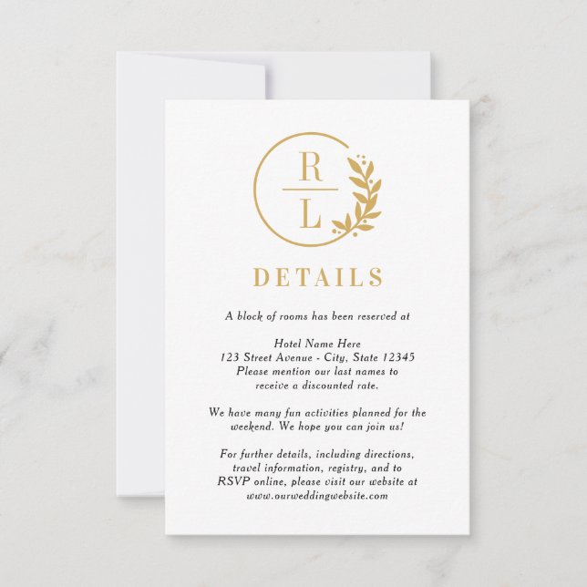 Trendy Wreath EDITABLE FARBE Wedding Details Card Einladung (Vorderseite)