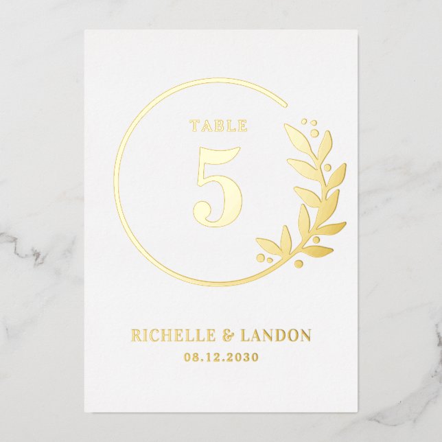 Trendy Wreath FOIL Editable Color Tischnummer (Vorderseite)