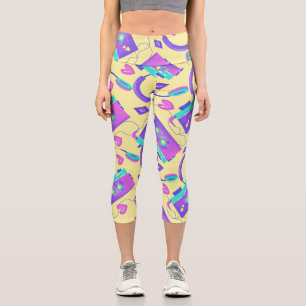 Trendy Yellow 80er neon Theme Capri Leggings