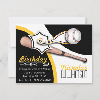Trendy Yellow Baseball Einladungen zum Geburtstag