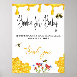 Trendy Yellow Blume Bee Book for Baby Shower Game Poster