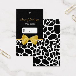 Trendy Yellow Bow Giraffe Print Boutique Hang Tag