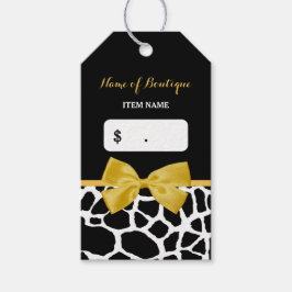 Trendy Yellow Bow Giraffe Print Boutique Hang Tags Geschenkanhänger