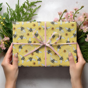Trendy Yellow Buzzing Spring & Summer Honeybee Geschenkpapier