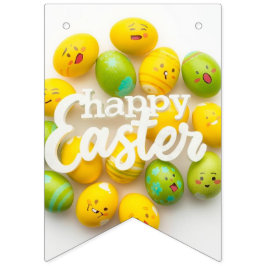 Trendy Yellow & Green  Easter Eggs gift paper Wimpelkette