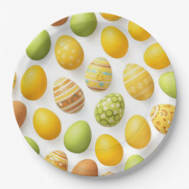 Trendy Yellow & Green Easter Eggs Pattern Paper P Pappteller