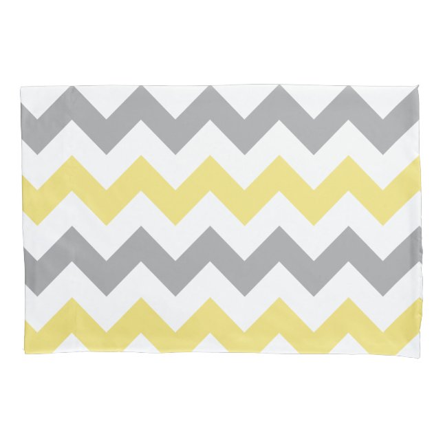 Trendy Yellow Grey Zickzack Pattern Kissenbezug (Vorderseite)