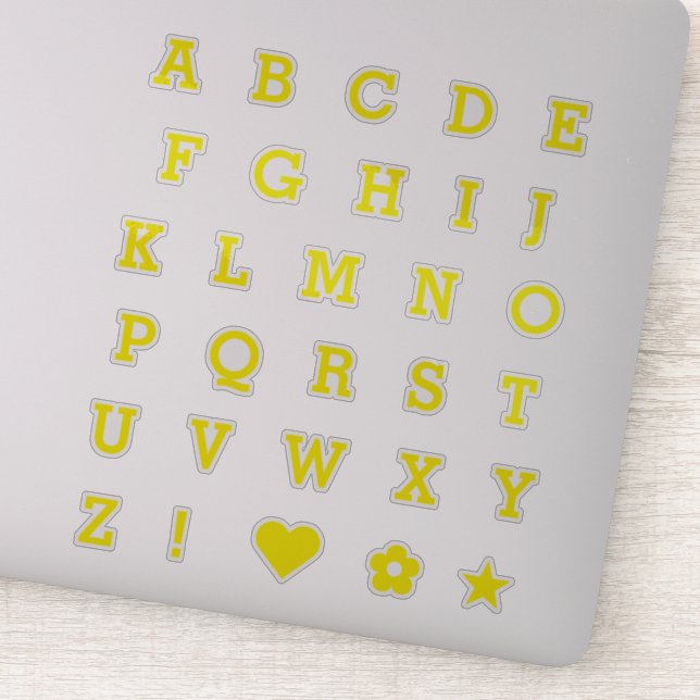 Trendy Yellow Letters | Monogram Alphabet Stickers Aufkleber (Detail)