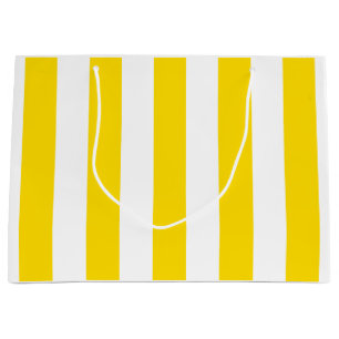 Trendy Yellow White Stripes Modernes Elegantes Große Geschenktüte