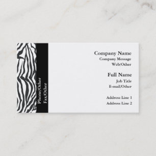 Trendy Zebra Business Card Template Visitenkarte