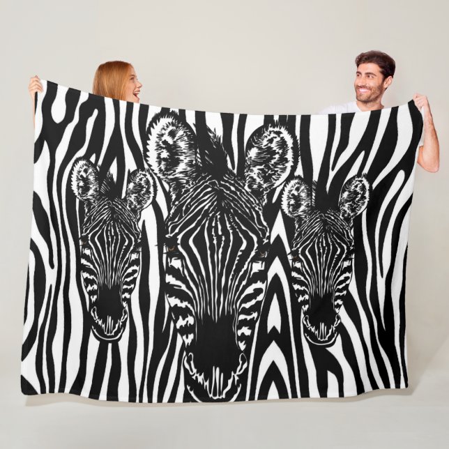 Trendy Zebra Herd auf Zebra Print Fleecedecke (Beispiel)