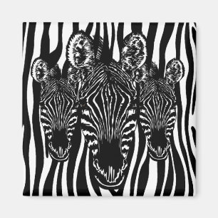 Trendy Zebra Herd auf Zebra Print Magnet