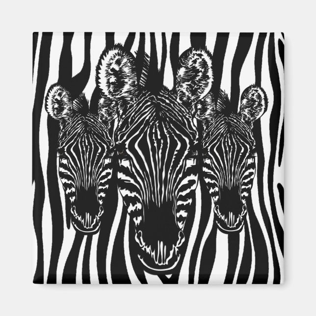 Trendy Zebra Herd auf Zebra Print Magnet (Vorne)