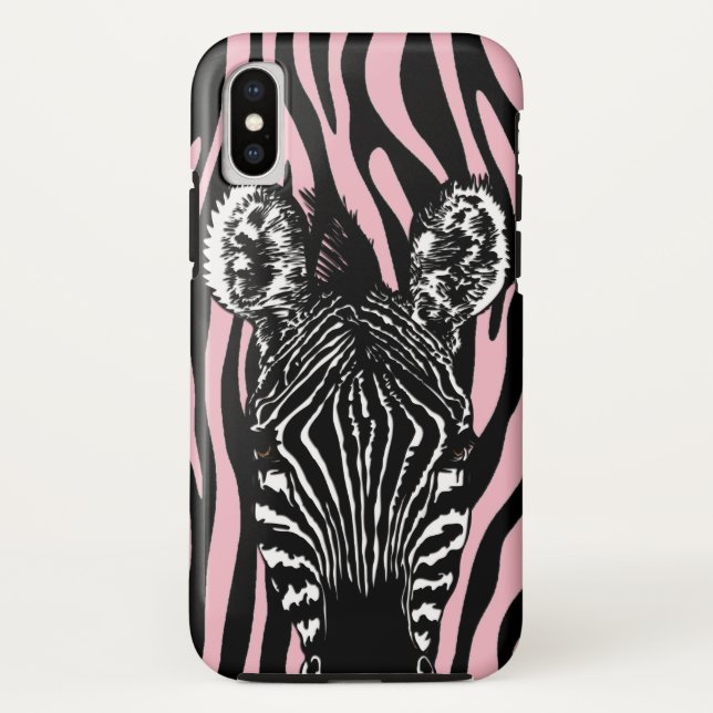 Trendy Zebra Herd auf Zebra Print Pink Case-Mate iPhone Hülle (Rückseite)