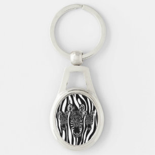 Trendy Zebra Herd auf Zebra Print Schlüsselanhänger