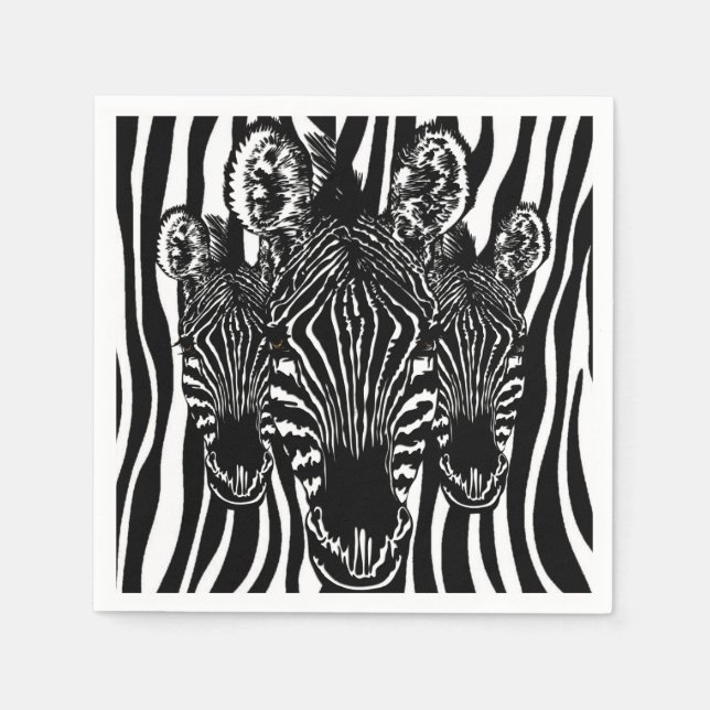 Trendy Zebra Herd auf Zebra Print Serviette (Vorderseite)