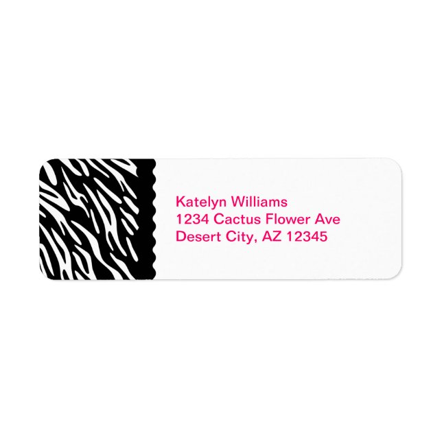 Trendy Zebra Personalisiert Address Label (Vorne)