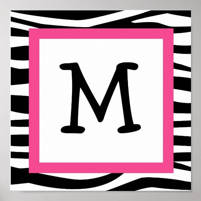 Trendy Zebra Print Kinderzimmer Wall Art Name Prin Poster (Vorne)