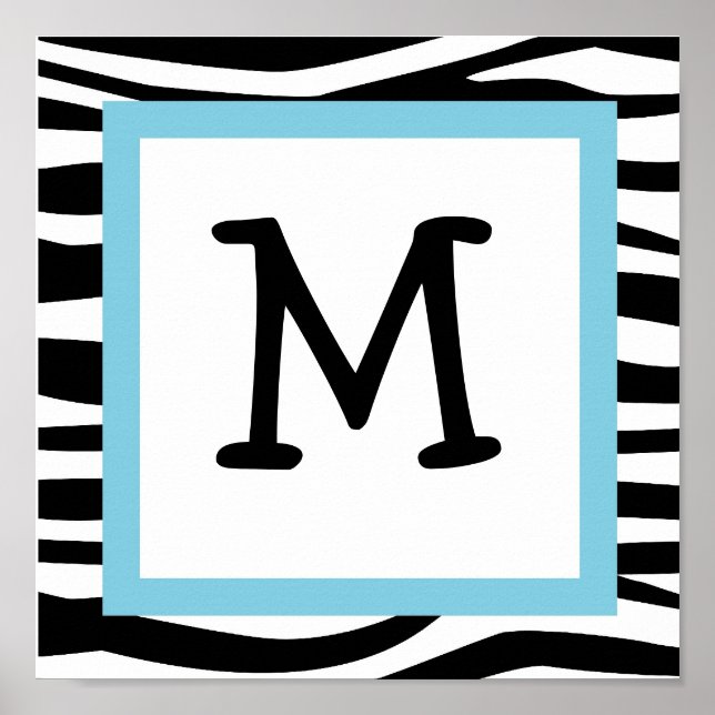Trendy Zebra Print Kinderzimmer Wall Art Name Prin Poster (Vorne)