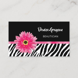 Trendy Zebra Print mit rosa Gerbera Daisy Blume Visitenkarte
