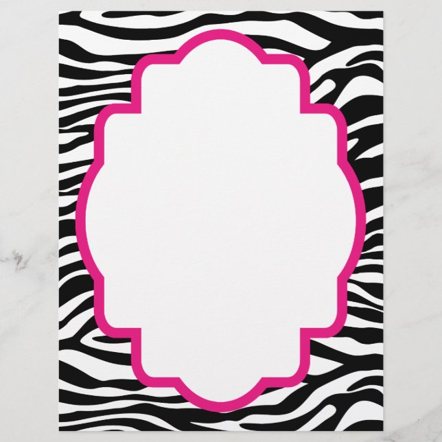 Trendy Zebra Print mit rosa, individuellem Letterh (Vorderseite)