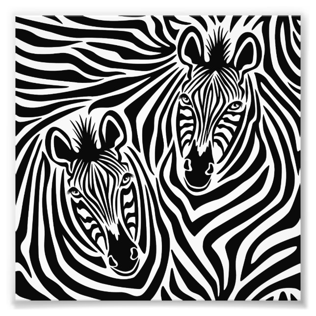 Trendy Zebra Print Schwarzweiß-Muster Fotodruck (Vorne)