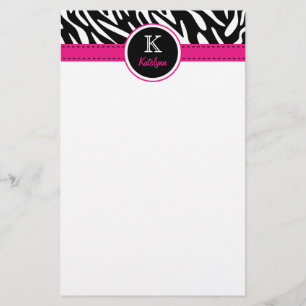 Trendy Zebra Stripes mit Monogramm stationäres Briefpapier