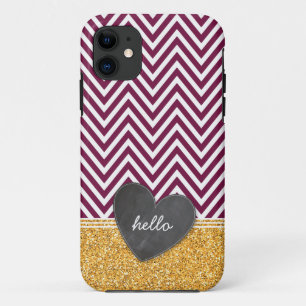 TRENDY Zickzack Chalkboard Glitzer Maroon Case-Mate iPhone Hülle