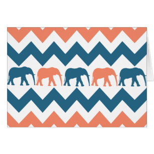 Trendy Zickzack Elephants Coral Blue Stripe Muster
