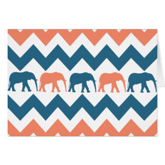 Trendy Zickzack Elephants Coral Blue Stripe Muster