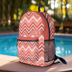 Trendy Zickzack Pattern große Namenskoralle Bedruckter Rucksack