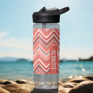 Trendy Zickzack Pattern große Namenskoralle Trinkflasche